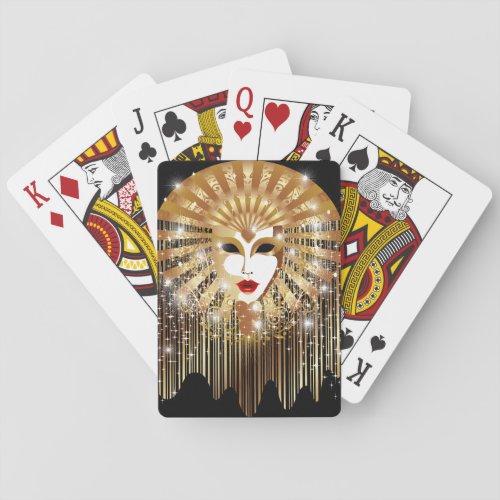 Golden Venice Carnival Party Mask Playing Cards