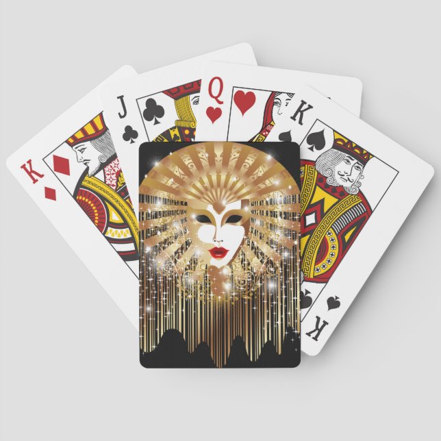 Golden Venice Carnival Party Mask Poker Cards (Back)