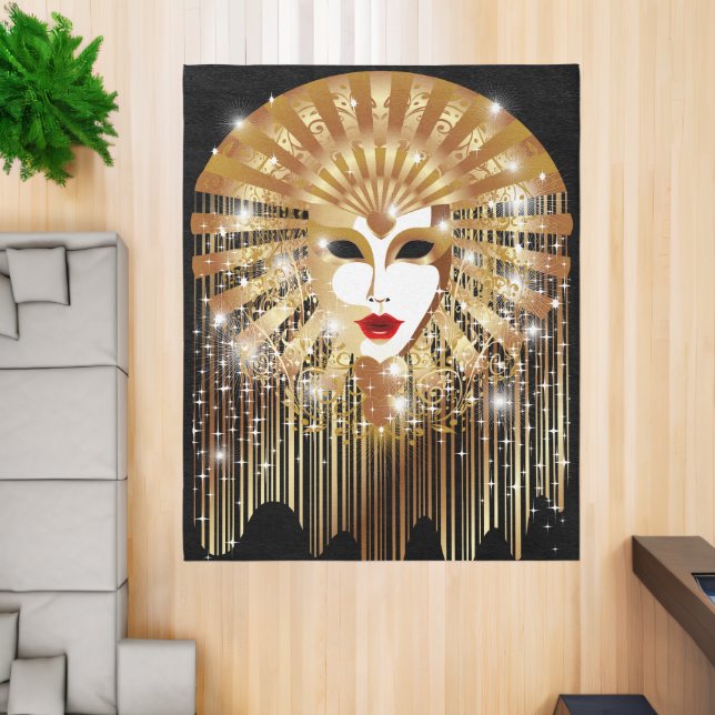 Golden Venice Carnival Party Mask Rug (Insitu (Indoor 2))