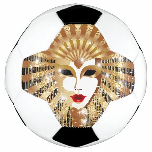 Golden Venice Carnival Party Mask Soccer Ball