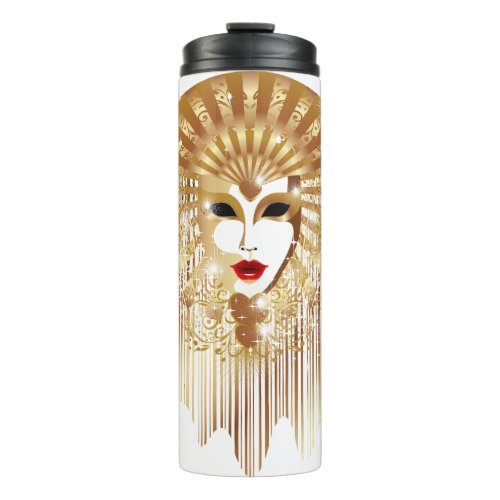 Golden Venice Carnival Party Mask Thermal Tumbler