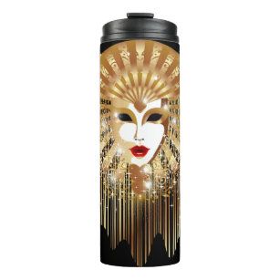 Golden Venice Carnival Party Mask Thermal Tumbler