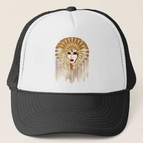 Golden Venice Carnival Party Mask Trucker Hat