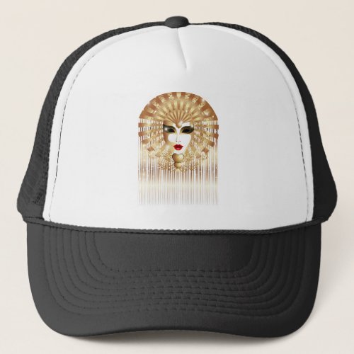 Golden Venice Carnival Party Mask Trucker Hat