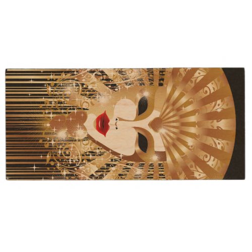 Golden Venice Carnival Party Mask Wood Flash Drive