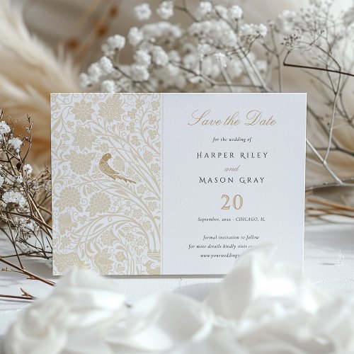 Golden Victorian Love Birds Save the Date Invitation