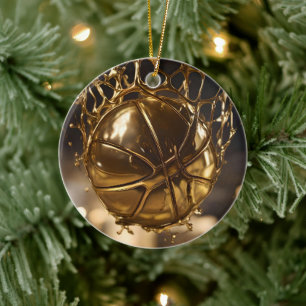 "Golden Victory: Netball Caught in a Gleaming Net" Ceramic Ornament