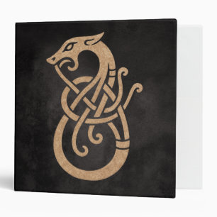 Golden Viking Serpent Knot Symbol 3 Ring Binder