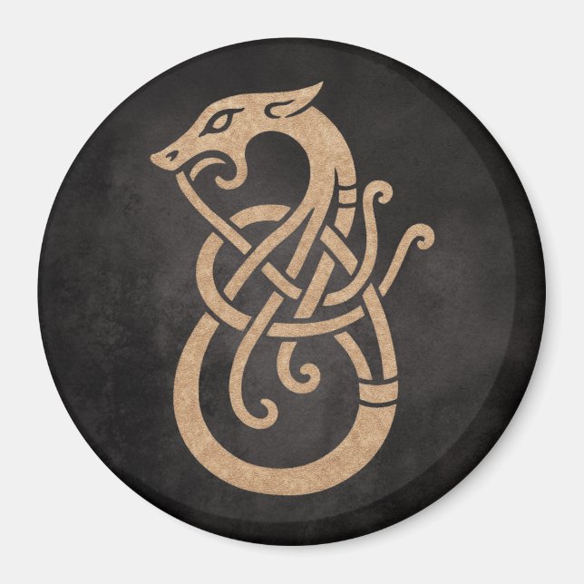 Golden Viking Serpent Knot Symbol Magnet (Front)