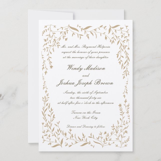 Golden Vine Frame Wedding Invitations (Front)