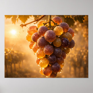 Golden Vineyard Grapes Poster - Autumn Sun