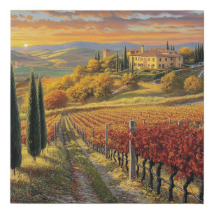 Golden Vineyard Path – Tuscany Faux Wrapped Canvas