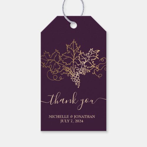 Golden Vineyard Wedding Gift Favor Bag Gift Tags