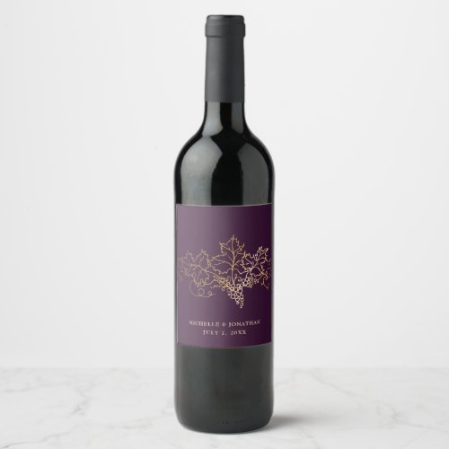 Golden Vineyard Wedding Reception  Wine Label