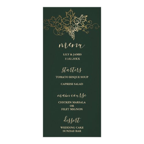 Golden Vineyard Wedding Wedding Menu