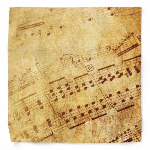 Golden Vintage Antique Sheet Music Score Sheet Bandana