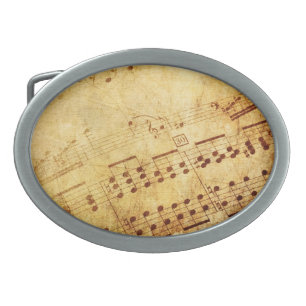 Golden Vintage Antique Sheet Music Score Sheet Belt Buckle