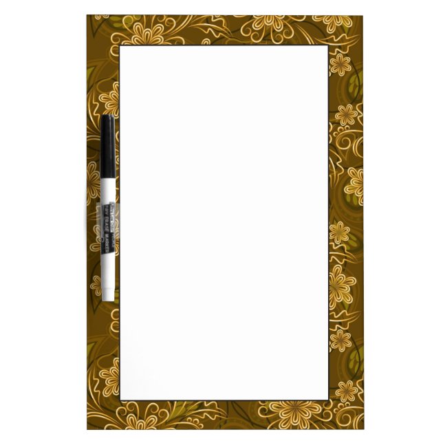 Golden vintage floral pattern Dry-Erase board (Front)