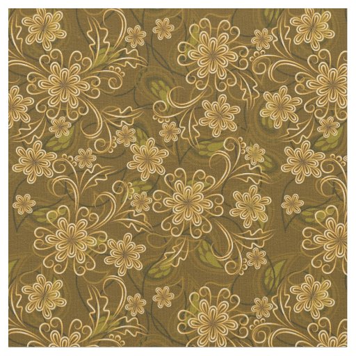 Golden vintage floral pattern fabric