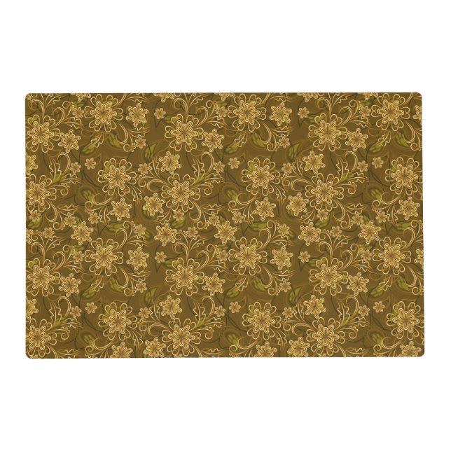 Golden vintage floral pattern placemat (Front)