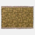 Golden vintage floral pattern throw blanket