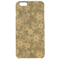 Golden vintage floral pattern clear iPhone 6 plus case