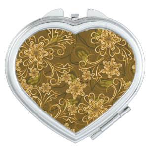 Golden vintage floral pattern vanity mirror