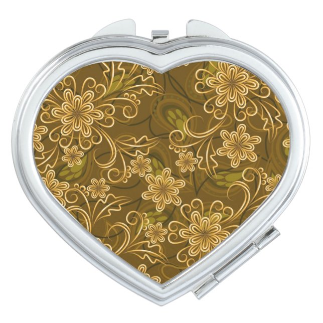 Golden vintage floral pattern vanity mirror (Front)