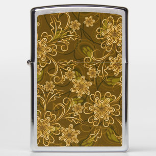 Golden vintage floral pattern zippo lighter
