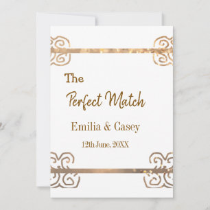 Golden vintage glitter the perfect match couple na invitation