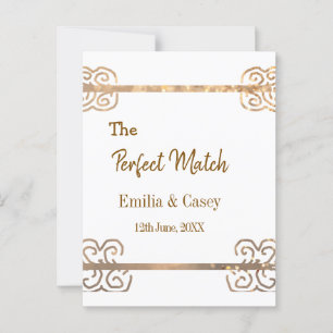 Golden vintage glitter the perfect match couple na postcard