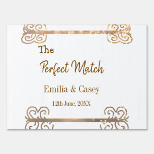 Golden vintage glitter the perfect match couple na sign