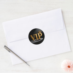 Golden Vintage Letter - VIP with Crown 8 Classic Round Sticker