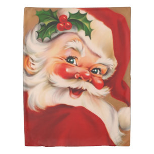 Golden vintage santa claus duvet cover