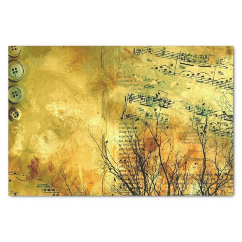 Golden Vintage Sheet Music Tissue Paper