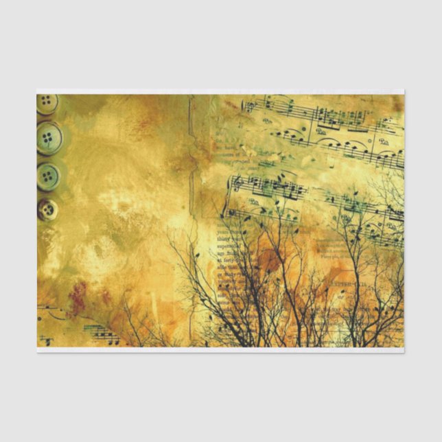 Golden Vintage Sheet Music Tissue Paper (Front)