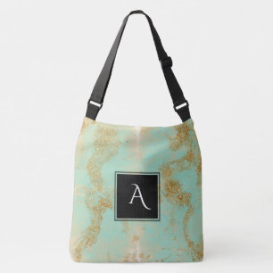 *~* Golden Vintage Turquoise Gold Glitter Shabby Crossbody Bag