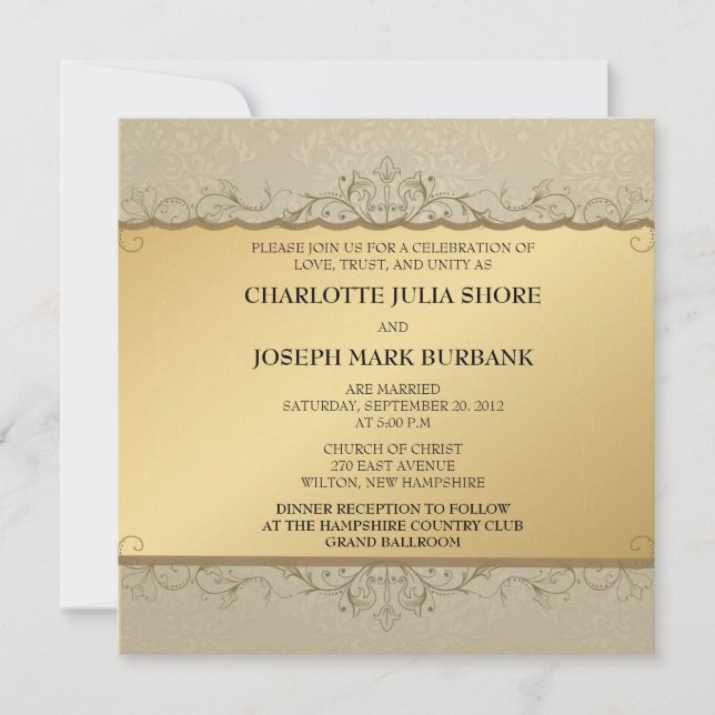 Golden Vintage -Wedding invitation (Front)