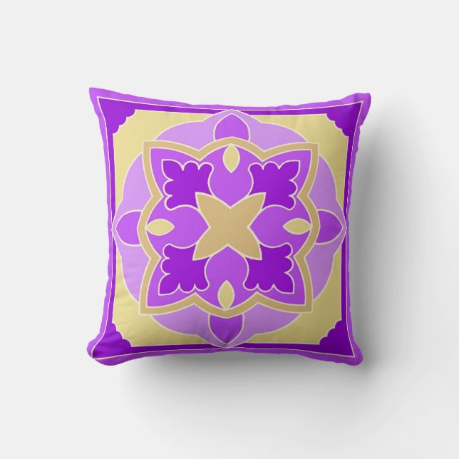 Golden Violets Throw Pillow (Front)