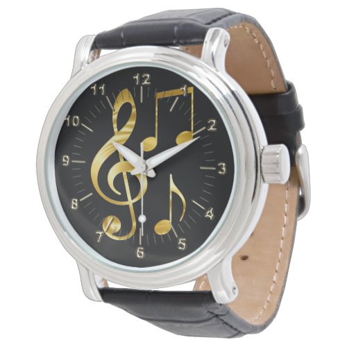 Golden violin key notes watch