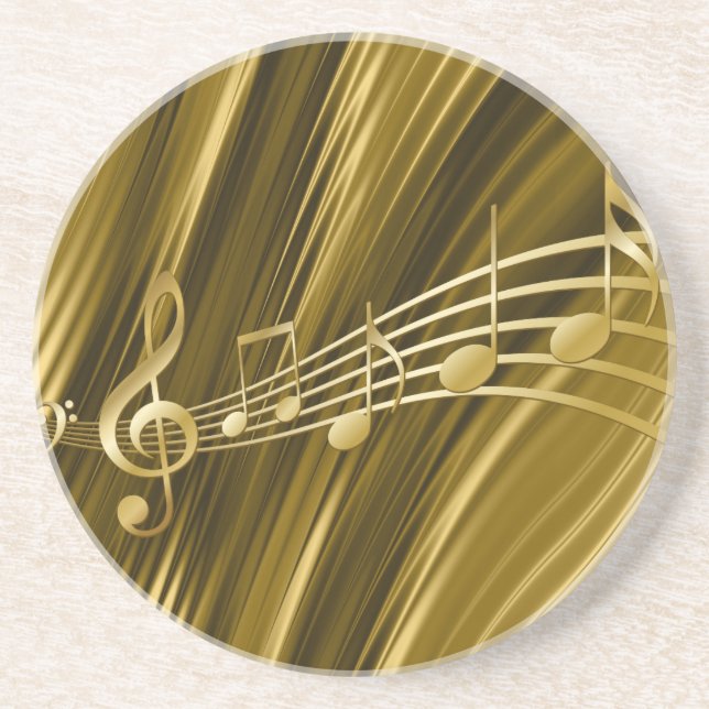 Golden violin key sandstone coaster (Front)