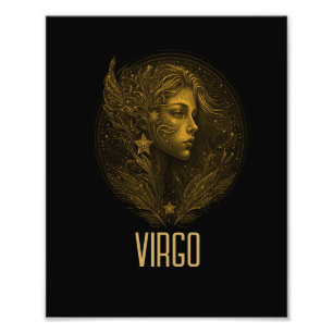 Golden Virgo classic zodiac sign black