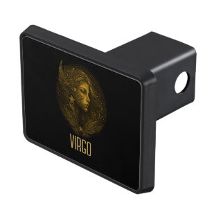 Golden Virgo classic zodiac sign black Hitch Cover