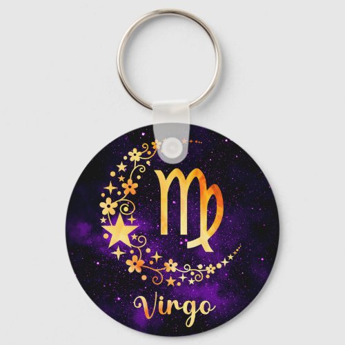 Golden Virgo Zodiac Keyring