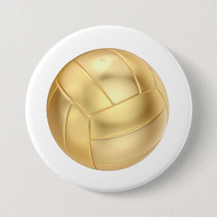 Golden volleyball or football ball button