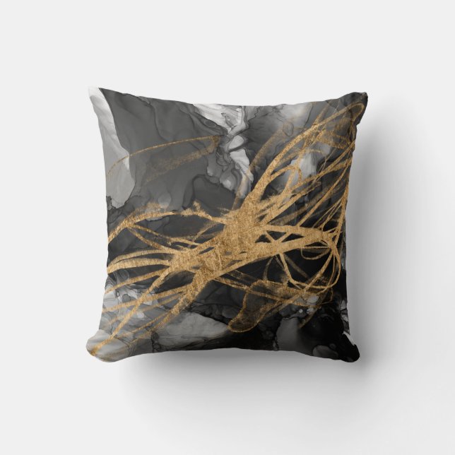 Golden Vortex I Throw Pillow (Front)
