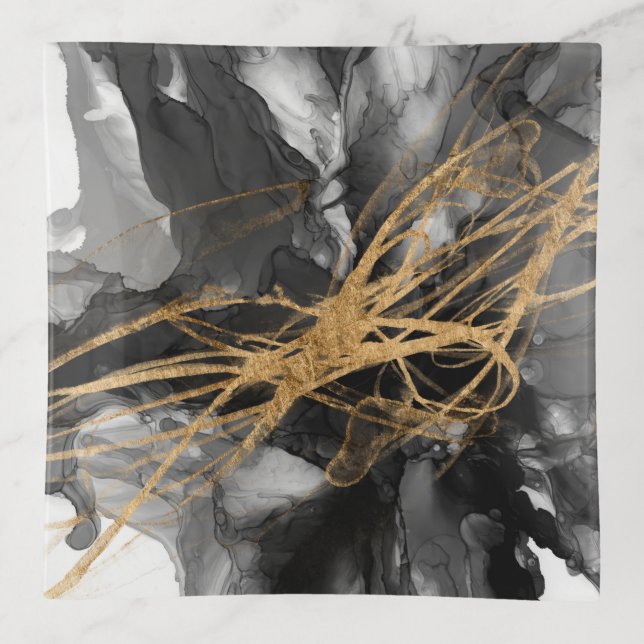 Golden Vortex I Trinket Tray (Front)