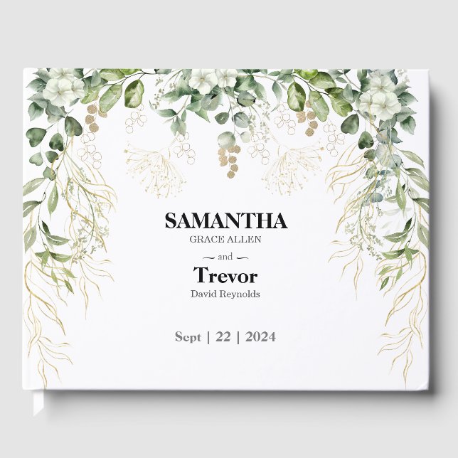 Golden Vows: A Botanical Wedding Guest Book (Front)