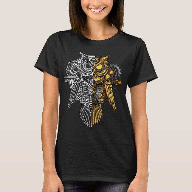 Golden Vs White Owl Illustration T-Shirt (Front)