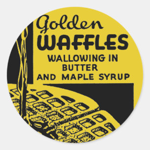 Golden Waffles Breakfast Classic Round Sticker